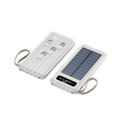 戶外太陽能大容量行動電源自帶線充電寶20000安培超薄可攜式