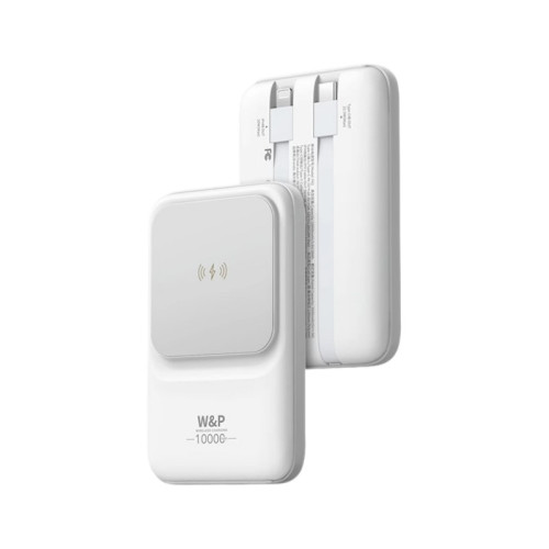 W&P磁吸充電寶10000安培自帶線無線快充小巧飛機可攜式三3c認証