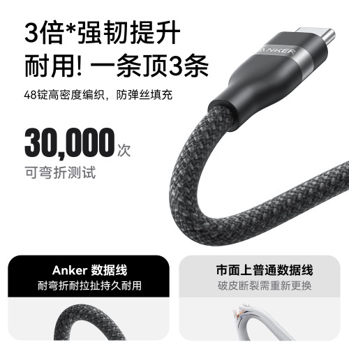 Anker安克雙typeC數據線240W大功率編織數據線安卓82E2(1.8m)