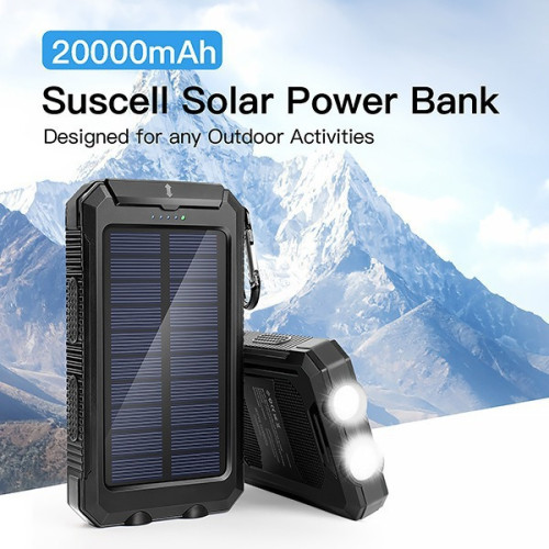 戶外防水太陽能充電寶20000mah大容量指南針行動電源