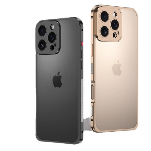 適用蘋果14promax邊框iphone15pro金屬海馬釦手機殼帶金屬鏡頭圈