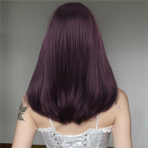 假髮女長髮減齡黑色棕色自然齊劉海萬用cos圓臉jk中長直全頭套