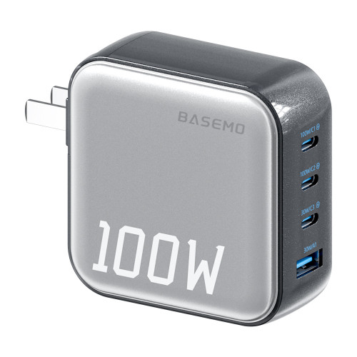 倍魔100W氮化鎵充電器四口快速充電器3C1A安卓多口PD充電頭自適應