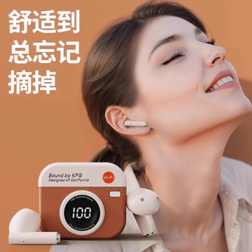 真無線藍牙耳機復古風2025新款復古降噪半入耳式新款超長續航