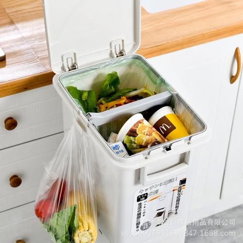 批髮廚房垃圾桶家用高顔值腳踏式乾溼分類帶蓋按壓繙蓋廚餘垃圾桶