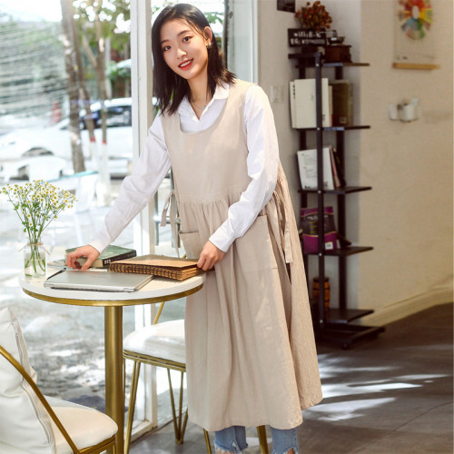 歐美版加大碼側開全棉圍裙花藝美甲大號工作服亞馬遜外貿印制LOGO