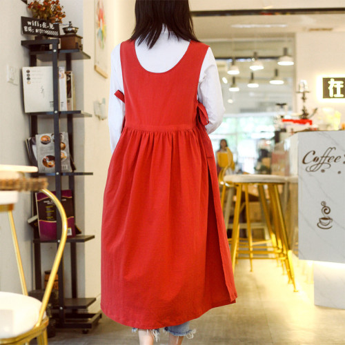 歐美版加大碼側開全棉圍裙花藝美甲大號工作服亞馬遜外貿印制LOGO