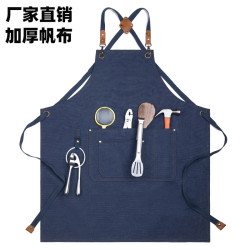 全棉帆布圍裙防水防油家用圍腰廚房園藝工作商用牛仔圍裙印字批髮