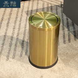 搖蓋式不鏽鋼垃圾桶家用客厛商用酒店衛生間跨境外貿高顔值金色筒