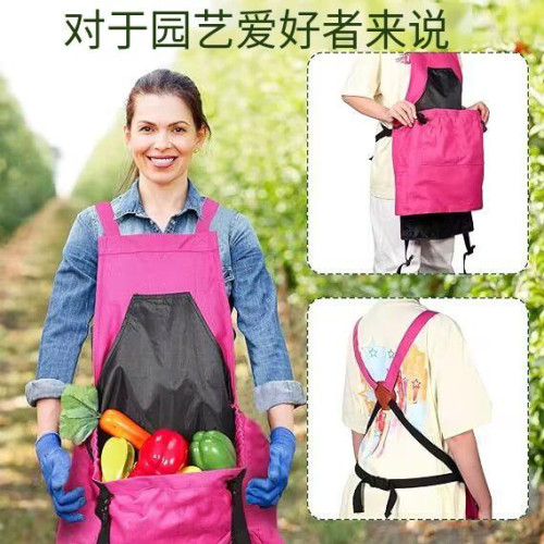戶外採摘大口袋圍裙花園採摘圍裙大口袋園藝水果收納包菜園覔食袋