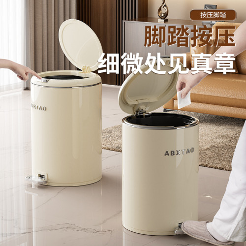 金屬圓形雙開垃圾桶腳踏式垃圾桶家用高級感衛生間厠所帶蓋垃圾筒