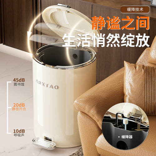 金屬圓形雙開垃圾桶腳踏式垃圾桶家用高級感衛生間厠所帶蓋垃圾筒