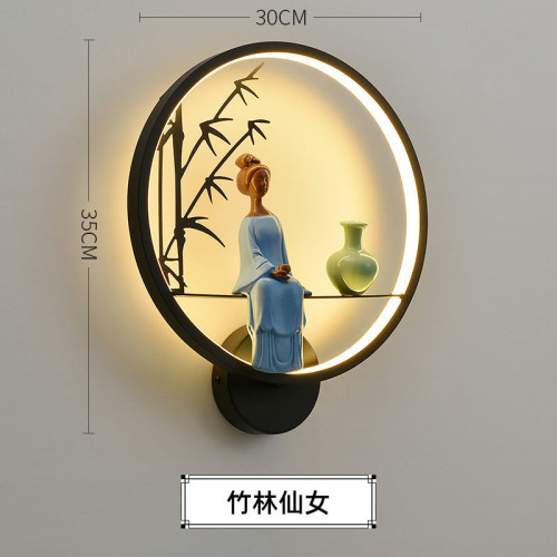 新中式禪意壁燈臥室床頭燈現代簡約創意過道客廳背景牆房間壁燈具