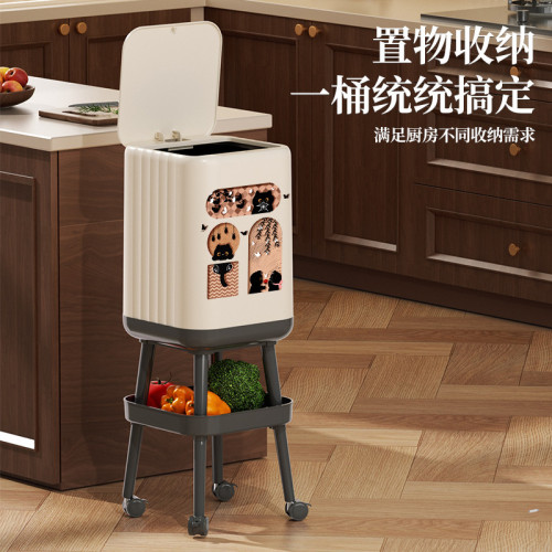 卡通家用垃圾桶新款廚房高顔值客厛大容量臥室衛生間輕奢簡約風格