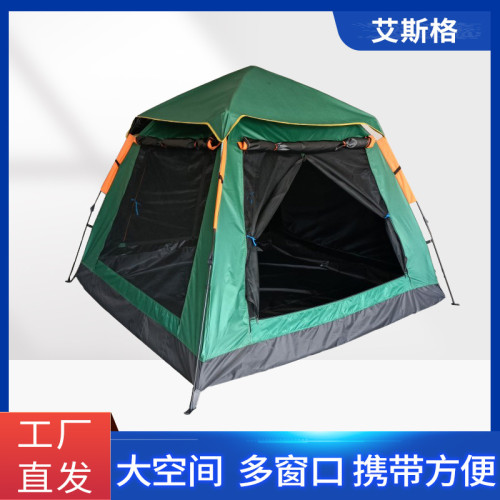 黑膠帳篷夏季野營家用戶外野營全自動帳篷彈簧式速開露營帳篷