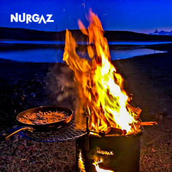 NURGAZ戶外露營篝火桶圓形烤火爐燒烤柴爐烽火桶生碳取暖爐野外