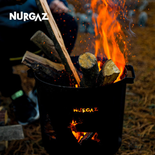 NURGAZ戶外露營柴火爐便攜烽火爐鑄鉄野外篝火桶柴爐野營火燒爐子
