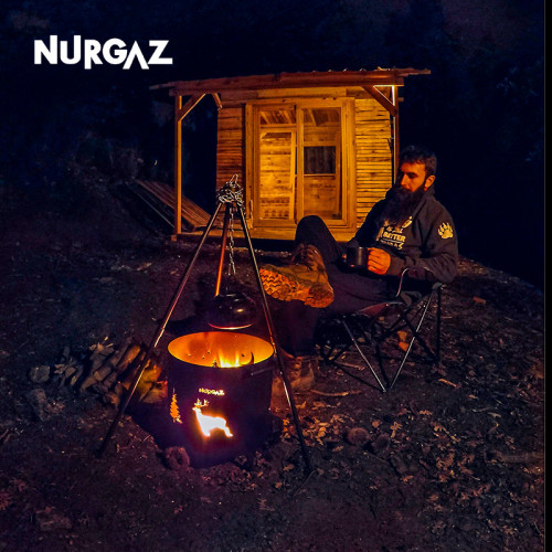 NURGAZ戶外露營柴火爐便攜烽火爐鑄鉄野外篝火桶柴爐野營火燒爐子