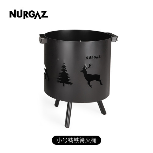 NURGAZ戶外露營柴火爐便攜烽火爐鑄鉄野外篝火桶柴爐野營火燒爐子