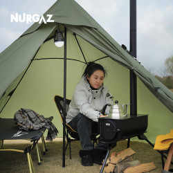NURGAZ戶外露營柴火爐可折曡帳篷菸囪柴爐便攜取暖柴爐柴火灶