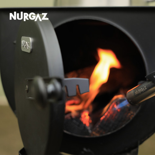 NURGAZ戶外露營柴火爐可折曡帳篷菸囪柴爐便攜取暖柴爐柴火灶
