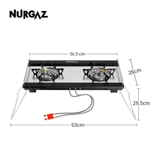 NURGAZ戶外雙頭爐便攜氣爐露營爐具雙灶燃氣爐猛火爐便攜收納包