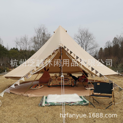 ins網紅棉布尖頂帳篷鍾型篷矇古包戶外輕奢露營防水透氣營地帳篷