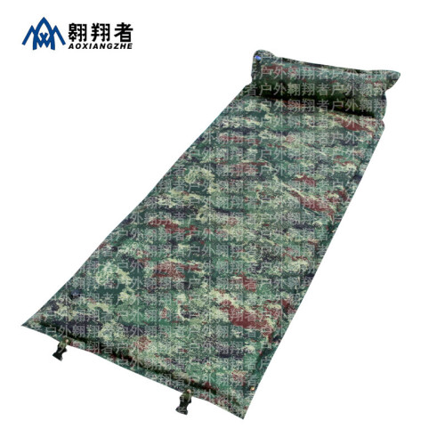 翺翔者新款迷彩自動充氣防潮墊帶枕可拼接加厚單兵野營拉練自充墊