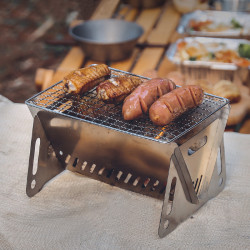 不鏽鋼折曡燒烤爐BBQ戶外野營燒烤架便攜式露營小型火爐迷你木