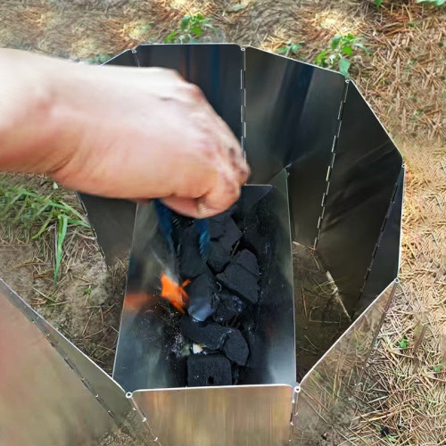 不鏽鋼折曡燒烤爐BBQ戶外野營燒烤架便攜式露營小型火爐迷你木
