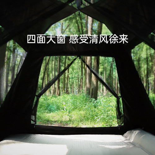 黑膠帳篷戶外聚餐露營裝備速開折曡四面帳篷加厚防曬防雨廠家批髮