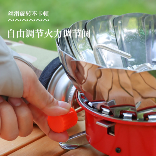 戶外防風蓮花爐頭露營野餐爐具野外可折曡燃氣爐便攜式電打火爐灶
