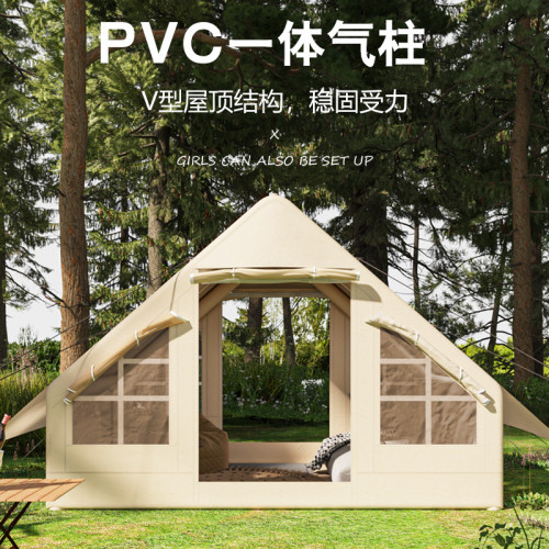 露營帳篷便攜式折曡全自動免搭建速開防雨加厚野營帳篷屋脊充氣帳