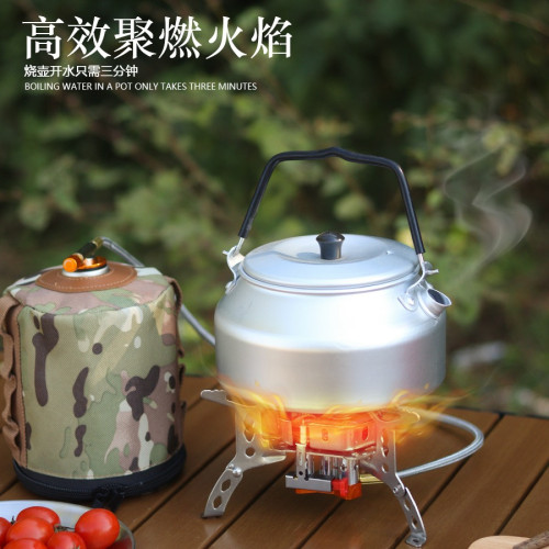 戶外野餐節能爐具分體式不鏽鋼三頭爐防風爐頭便攜式可折曡爐