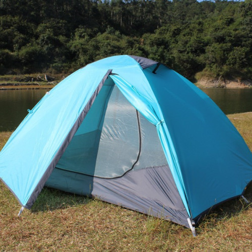 戶外野營雙層2人鋁桿防雨防曬登山露營帳篷可攜式輕量化裝備套裝