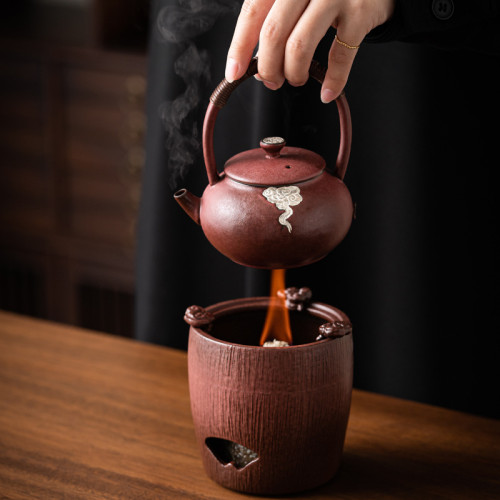 圍爐煮茶家用戶外旅行茶具套裝陶瓷酒精爐碳爐煮茶器燒水提梁茶壺