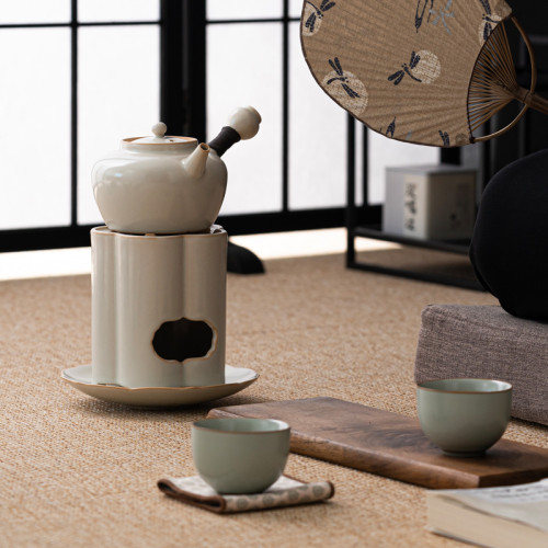 圍爐煮茶家用戶外旅行茶具套裝陶瓷酒精爐碳爐煮茶器燒水提梁茶壺