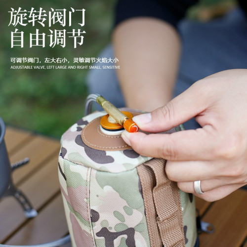 戶外防風爐頭露營不鏽鋼帶電打火爐具可折曡帶閥門氣罐爐頭