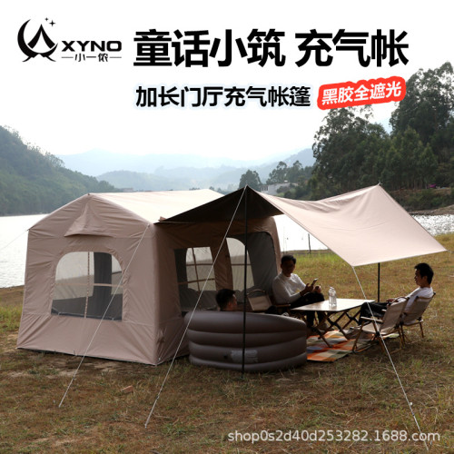 充氣帳篷戶外3-4-5-8人露營裝備野營過夜加厚防雨防曬兩室小屋帳