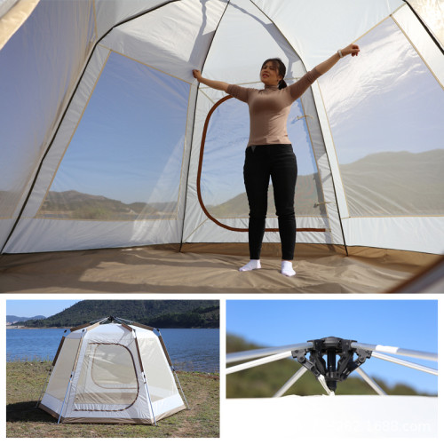 帳篷戶外3-4人5-8人全自動防暴雨野外露營野營雙層加厚全鋁桿黑膠