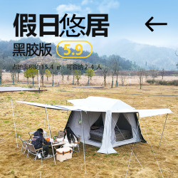 戶外露營黑膠帳篷可攜式自動鋁合金屋形雙層過夜帳篷遊裝備