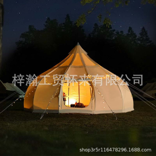 蓮花帳篷戶外水滴星空帳篷防暴雨防風野營棉布牛津布四季球形帳