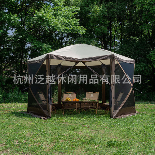 戶外露營帳篷 防蚊網紗自動速開帳篷 草原可攜式庭院室外遮陽棚