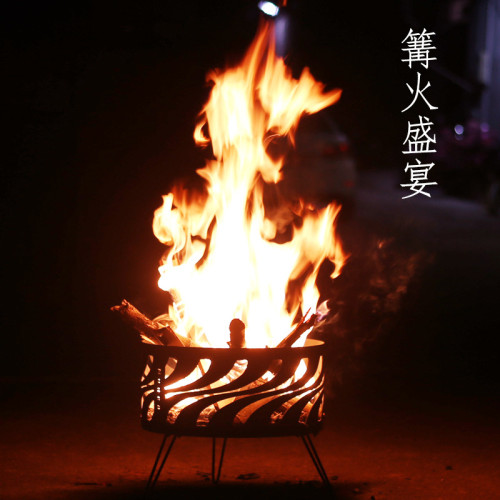 戶外庭院篝火燒烤爐家用室內取暖柴火爐火盆圍爐烤火爐煮茶燒烤架