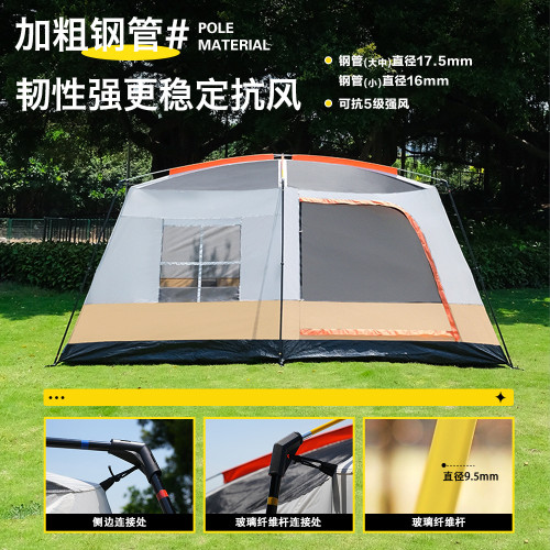 Gofun抖音爆款096戶外兩房一厛別墅帳篷公園露營屋脊帳篷田字窗戶