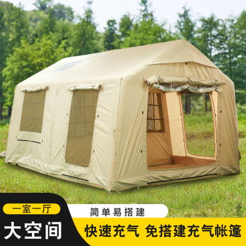 12平戶外露營帳篷超大空間野營充氣防雨防曬帳篷小屋
