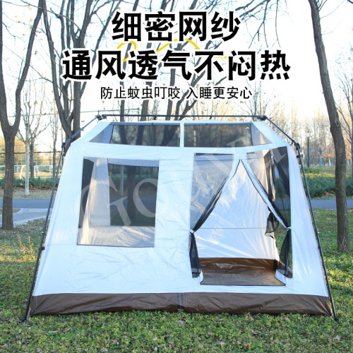 4.6平精致帳篷戶外野露營多人小屋帳篷露營屋脊防風折曡帳