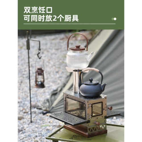 戶外精霛迷你柴火爐露營帳篷取暖桌面小壁爐便攜野餐爐具