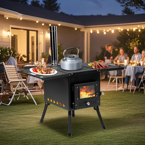 Camping Wood Stove, Outdoor Portable Tent Wood Burning