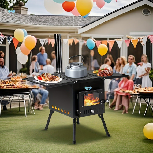 Camping Wood Stove, Outdoor Portable Tent Wood Burning